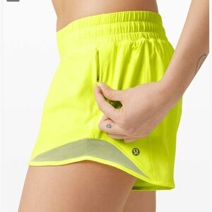 Lululemon Athletica Neon Yellow 2.5” Hotty Hot Shorts